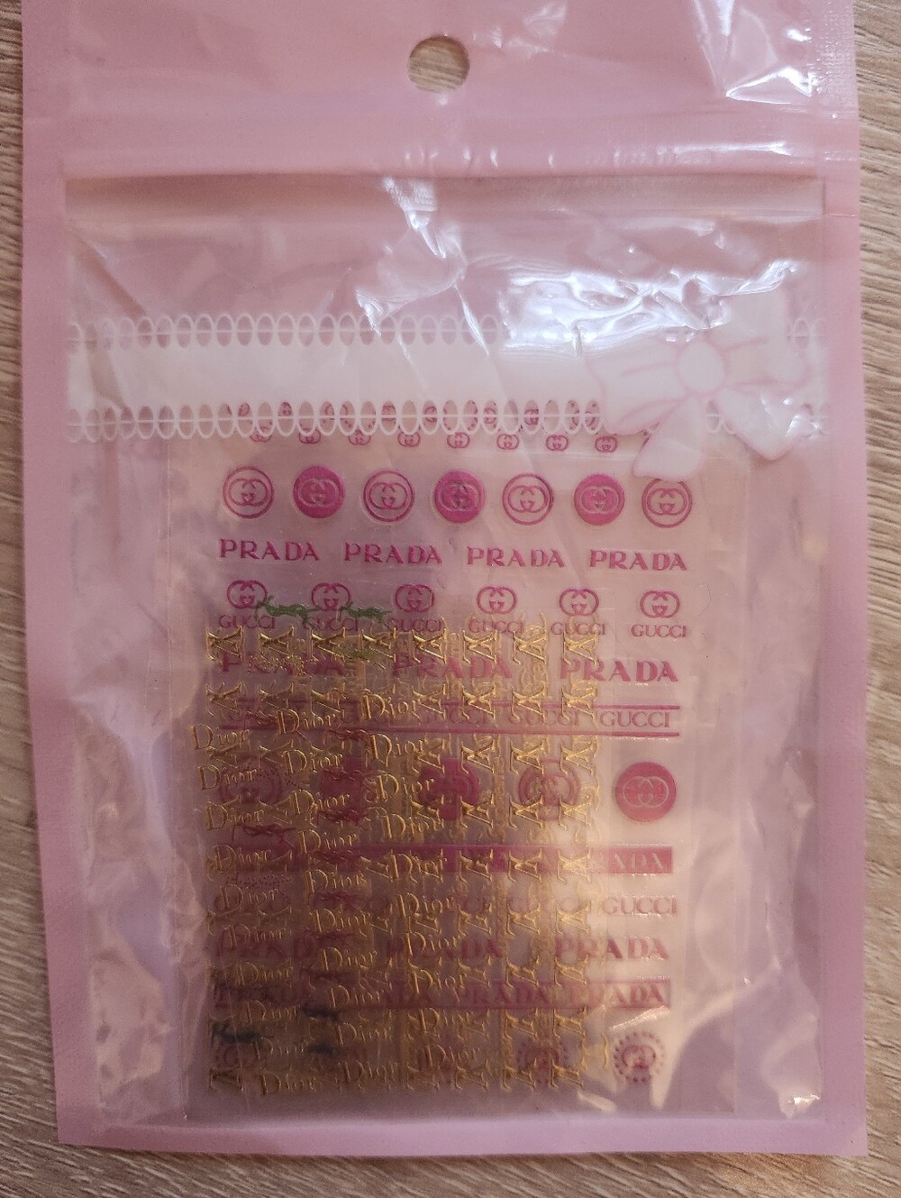 Luxury Logo Nail Art Decals - Pink & Gold